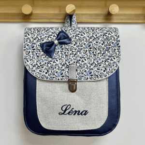 Sac à dos personnalisé : Hortense - Fleurs liberty bleu