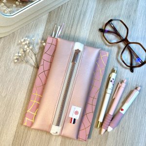 Trousse agenda personnalisée : Mariette - Simili rose