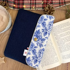 Pochette à livre personnalisé :  Henriette - Jean - pivoine bleu