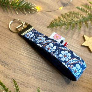 Porte clef : Lisette - jean - bleuet fleuri
