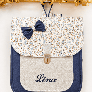 Sac à dos personnalisé : Hortense - bleu fleuri