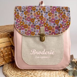 Sac à dos personnalisé : Georgette – Fleurs 70s