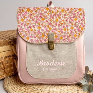 Sac à dos personnalisé : Georgette – Fleurs rose