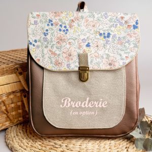 Sac à dos personnalisé : Léontine – Fleurs aquarelle