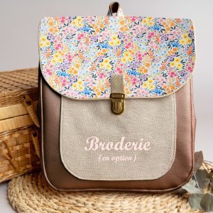 Sac à dos personnalisé : Léontine – Fleurs champêtre