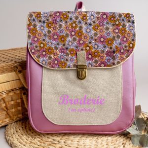 Sac à dos personnalisé : Violette – Fleurs 70s