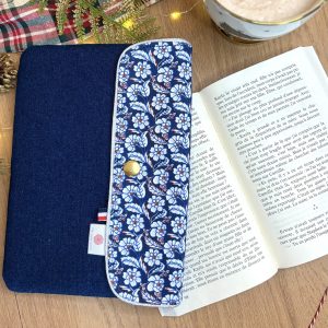 Pochette à livre personnalisé :  Henriette - Jean - bluet fleuri